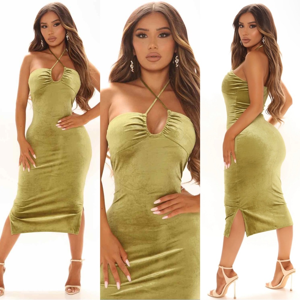 💥 NEW | Velvet Midi Dress with Adjustable Halter Tie Straps
